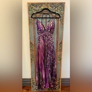 NWT KARACHIC BY NF Purple Peacock Design *One Size Fits Most* 100% Satin